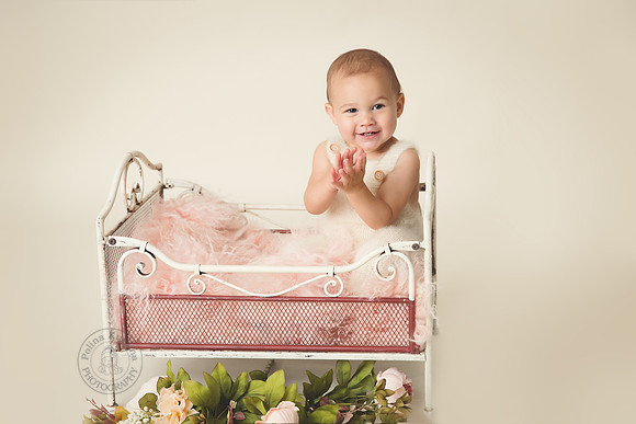 First year photo session in a baby studio, Westford MA
