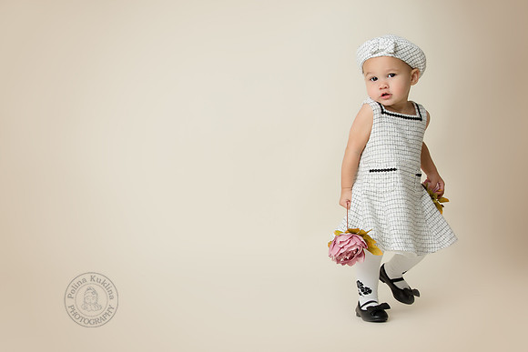 First year portrait photography session in MA baby studio
